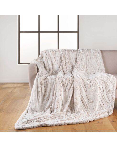 Calda coperta invernale (125 x 150 cm) in lince naturale, pelliccia sintetica e sherpa