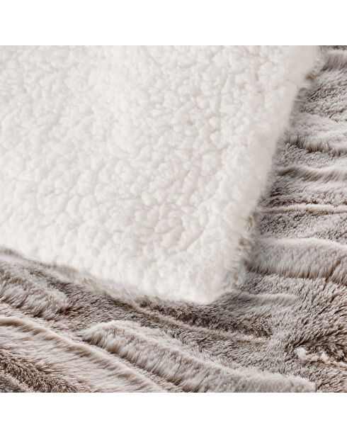 Calda coperta invernale (180 x 220 cm) in lince naturale, pelliccia sintetica e sherpa