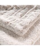 Calda coperta invernale (180 x 220 cm) in lince naturale, pelliccia sintetica e sherpa