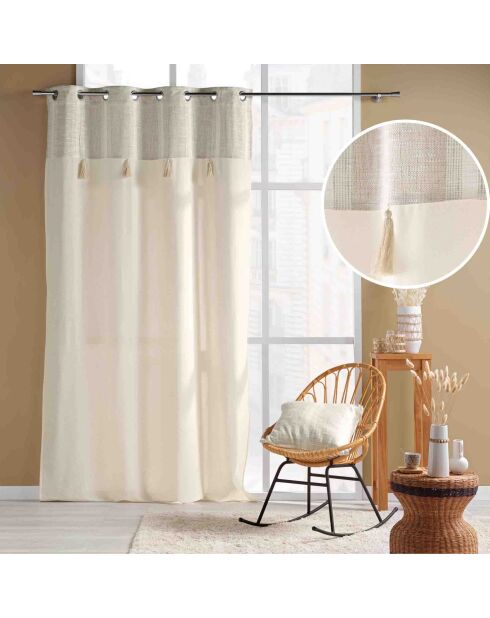 Rideau à Oeillets (140 x 240 cm) Island Naturel, Coton / Polyester avec Top