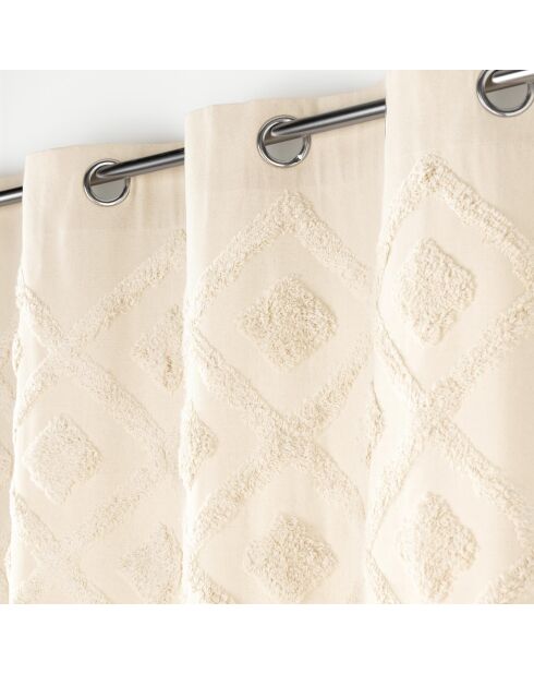 Rideau à Oeillets (140 x 240 cm) Inca Naturel, Coton & Polyester avec Top Tufté