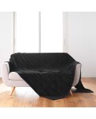 Arya Schwarzes Plaid (180 x 220 cm), Flanellrelief