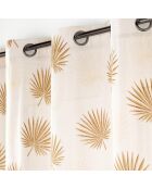 Rideau à Oeillets (140 x 240 cm) Lotus Ocre, Polycoton Imprimé Métallisé