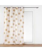 Rideau à Oeillets (140 x 240 cm) Lotus Ocre, Polycoton Imprimé Métallisé