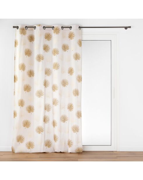 Rideau à Oeillets (140 x 240 cm) Lotus Ocre, Polycoton Imprimé Métallisé