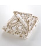 Calda coperta invernale (180 x 220 cm) in cheyenne naturale, pelliccia sintetica e sherpa