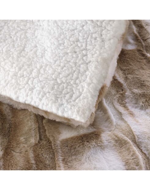 Calda coperta invernale (180 x 220 cm) in cheyenne naturale, pelliccia sintetica e sherpa