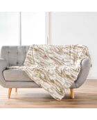 Calda coperta invernale (180 x 220 cm) in cheyenne naturale, pelliccia sintetica e sherpa