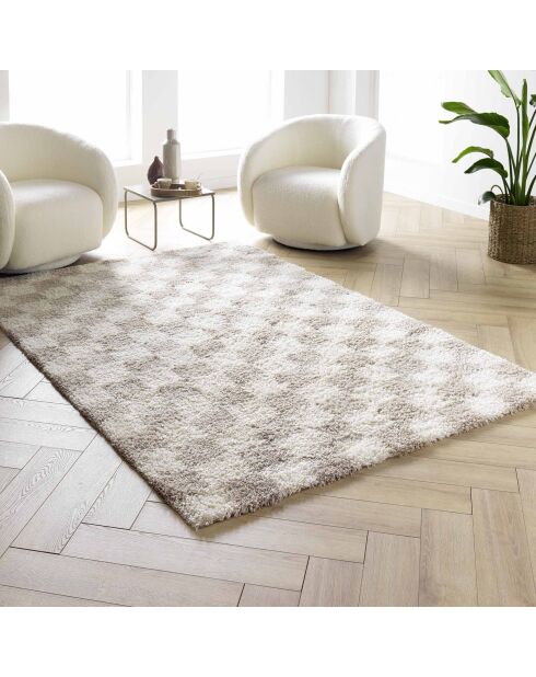 Tappeto rettangolare Damero grigio (160 x 230 cm), Shaggy Uni