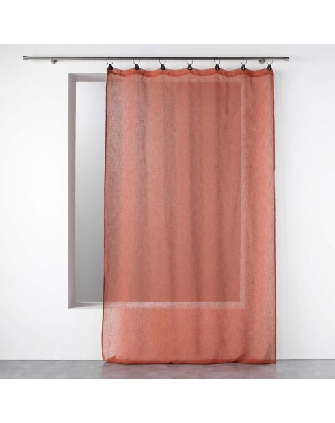 Voilage à Anneaux (140 x 240 Cm) Linka Terracotta, Voile Tissé
