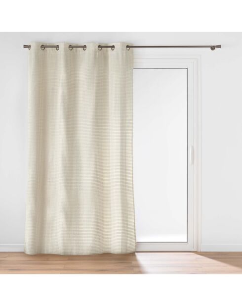 Rideau à Oeillets (140 x 260 cm) Swing Naturel, Flanelle Relief Unie
