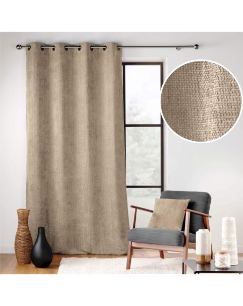 Rideau à Oeillets (140 x 260 cm) Leo Sable, Velours Chenille
