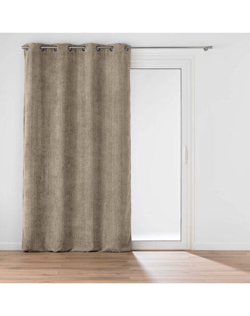 Rideau à Oeillets (140 x 260 cm) Leo Sable, Velours Chenille
