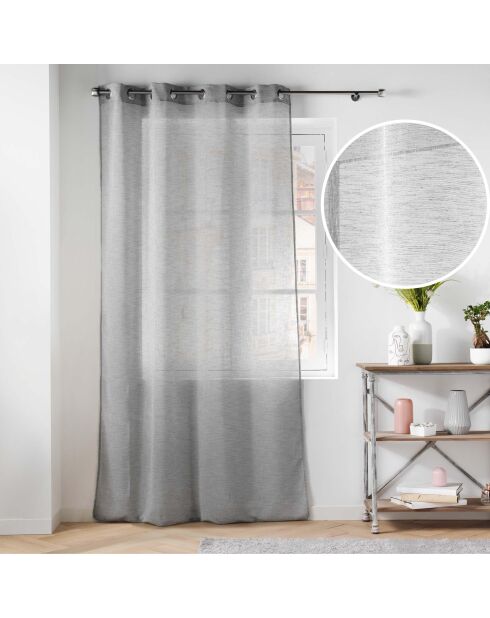 Voilage à Oeillets (140 x 240 Cm) Carlin Gris, Voile Texturé