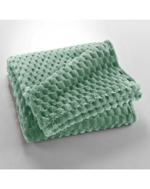 Plaid flanelle relief unie Mini Frosty sauge - 125x150 cm