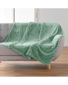 Plaid flanelle relief unie Mini Frosty sauge - 125x150 cm