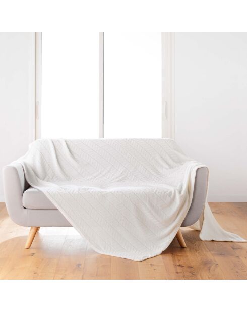 Plaid (180 x 220 cm) Arya Natural, flanella a rilievo