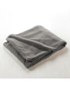 Plaid grigio lanoso (125 x 150 cm), bouclé liscio