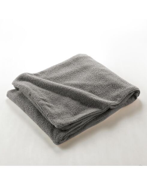 Plaid grigio lanoso (125 x 150 cm), bouclé liscio