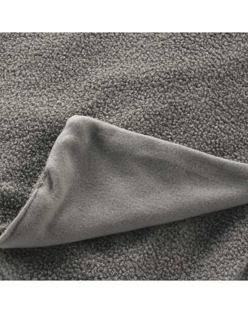 Plaid grigio lanoso (125 x 150 cm), bouclé liscio