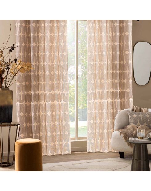 Rideau à Oeillets (140 x 240 cm) Ondine Noir, Polycoton Imprimé Métallisé