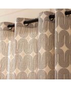 Rideau à Oeillets (140 x 240 cm) Ondine Noir, Polycoton Imprimé Métallisé