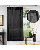 Voilage à Anneaux (140 x 240 Cm) Linka Noir, Voile Tissé