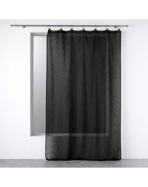 Voilage à Anneaux (140 x 240 Cm) Linka Noir, Voile Tissé