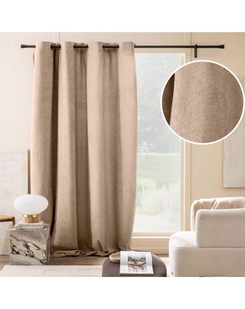 Rideau à Oeillets (140 x 260 cm) Winona Sable, Bouclette Unie