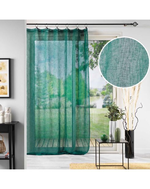 Voilage à Anneaux (140 x 280 Cm) Linka Emeraude, Voile Tissé