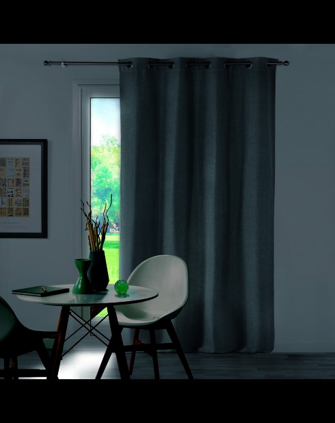 Rideau à Oeillets (135 x 240 cm) Chinea Gris, Occultant Chambray