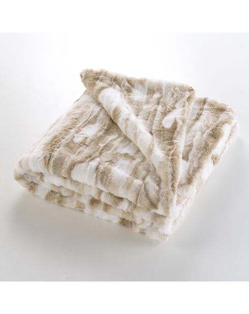 Calda coperta invernale (125 x 150 cm) in cheyenne naturale, pelliccia sintetica e sherpa