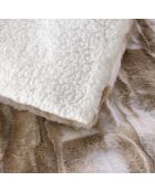 Calda coperta invernale (125 x 150 cm) in cheyenne naturale, pelliccia sintetica e sherpa