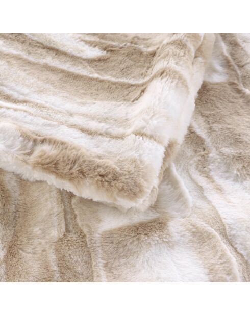 Calda coperta invernale (125 x 150 cm) in cheyenne naturale, pelliccia sintetica e sherpa