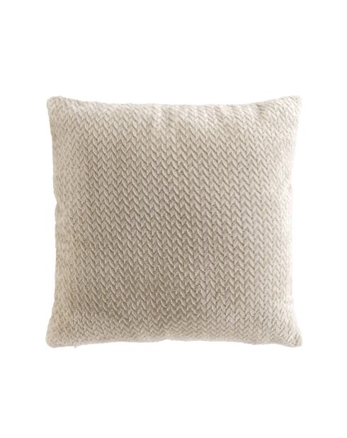Coussin Déhoussable (45 x 45 cm) Flanela Beige, Flanelle Relief Unie