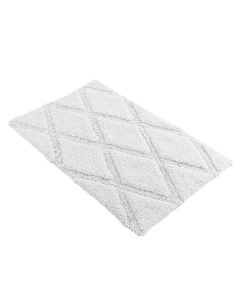 Tapis de bain coton tufte Thais blanc - 50x80 cm