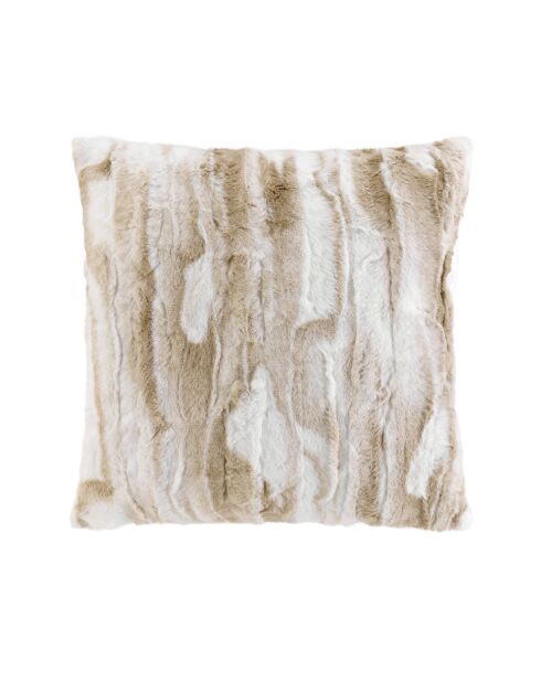 Coussin Déhoussable (45 x 45 cm) Cheyenne Naturel, Imitation Fourrure/Velours