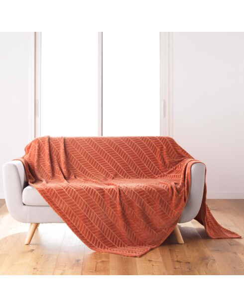 Arya Terrakotta-Decke (180 x 220 cm), Reliefflanell