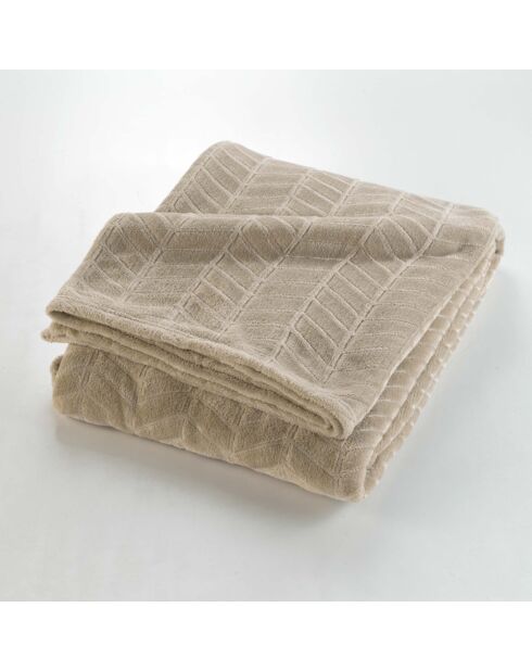 Plaid (180 x 220 cm) Arya Taupe, Flanelle Relief