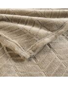 Plaid (180 x 220 cm) Arya Taupe, Flanelle Relief