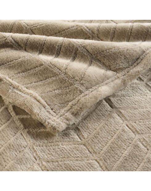 Plaid (180 x 220 cm) Arya Taupe, Flanelle Relief