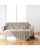 Plaid (180 x 220 cm) Arya Taupe, Flanelle Relief