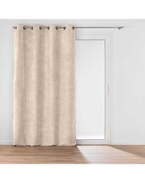 Rideau à Oeillets (140 x 260 cm) Leo Naturel, Velours Chenille