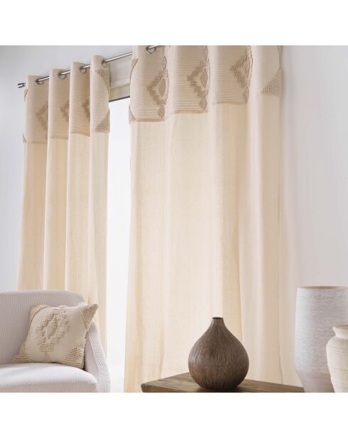 Rideau à Oeillets (140 x 240 cm) Kamary Naturel, Coton / Polyester avec Top