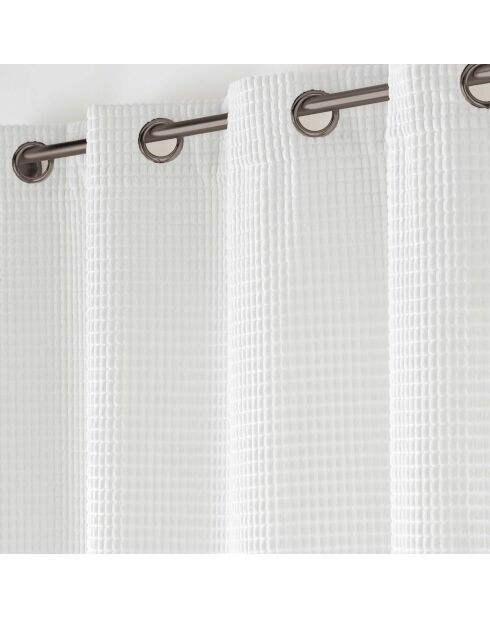 Rideau à Oeillets (140 x 260 cm) Swing Blanc, Flanelle Relief Unie