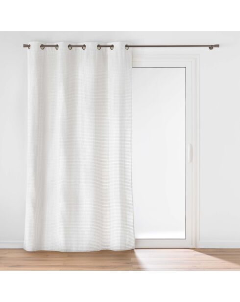 Rideau à Oeillets (140 x 260 cm) Swing Blanc, Flanelle Relief Unie