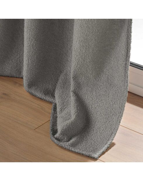 Rideau à Oeillets (140 x 240 cm) Wooly Gris, Bouclette Unie