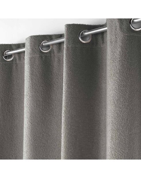 Rideau à Oeillets (140 x 240 cm) Wooly Gris, Bouclette Unie