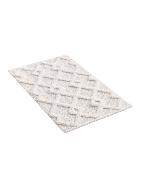 Tapis de bain coton jacquard tufte Otis blanc - 50x80 cm