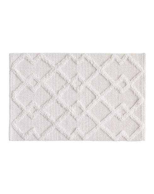 Tapis de bain coton jacquard tufte Otis blanc - 50x80 cm